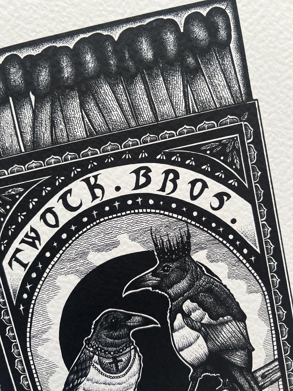 Magpies Matchbox A3 Art Print