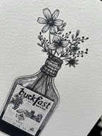 Buckfast Wall Art A4, Scottish Art Print, Black Tattoo Print