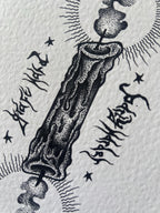 Gothic Candle Art Print Illustration, Black Dotwork A4 Poster