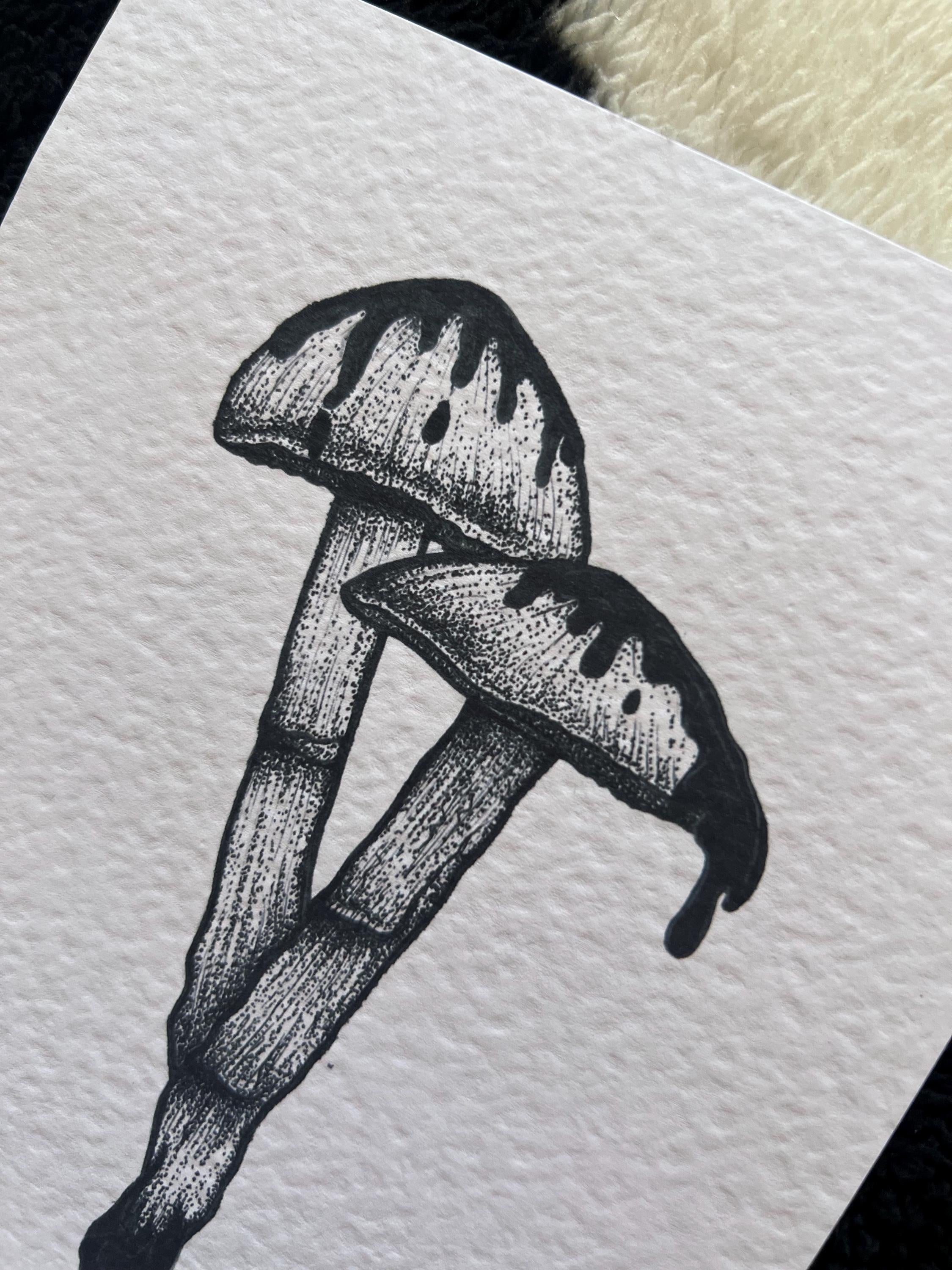 Mushroom illustration print A5, gothic wall decor
