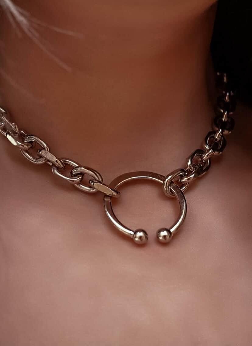 Septy Chunky O-Ring Septum Piercing Chain Choker Necklace