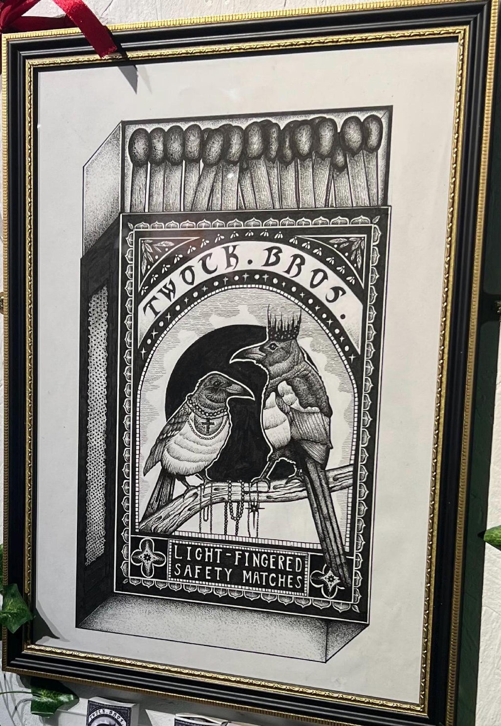 Magpies Matchbox A3 Art Print