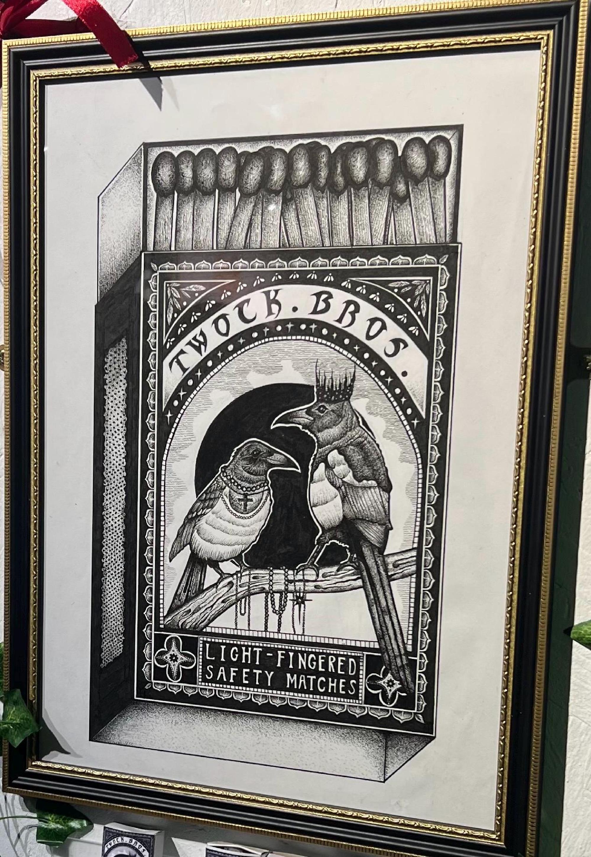 Magpies Matchbox A3 Art Print