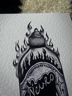 Neurospicy hot chilli sauce print illustration, A5 blackwork dotwork wall art