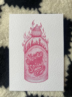 Neurospicy hot chilli sauce print illustration, A5 blackwork dotwork wall art