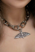 Moth Chunky Chain Choker Necklace