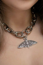 Moth Chunky Chain Choker Necklace