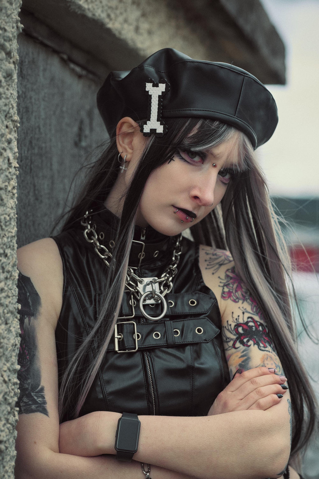 Pain Chunky O-Ring Chain Choker Necklace