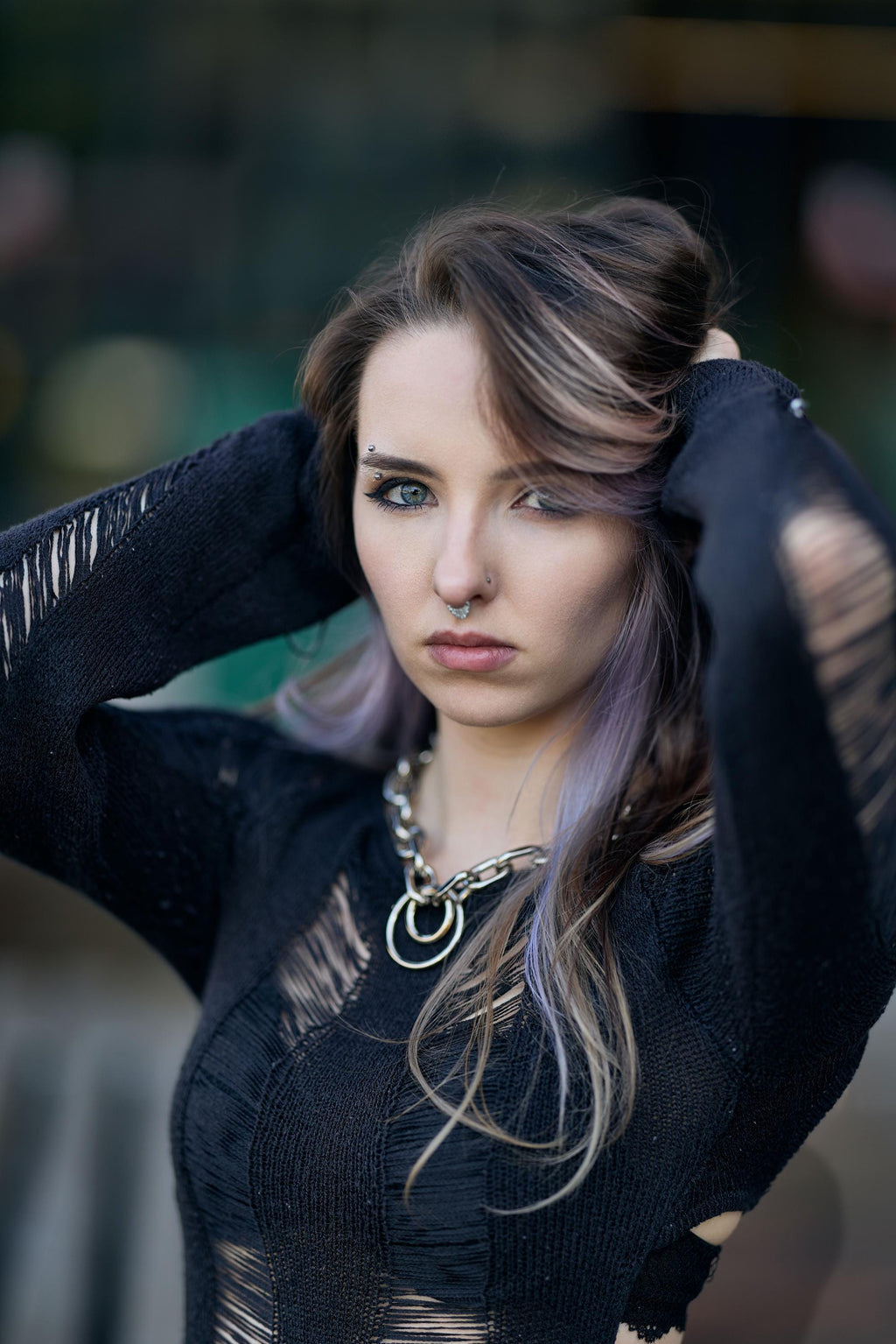 Jasmine Alt Goth Chunky Double O-Ring Necklace