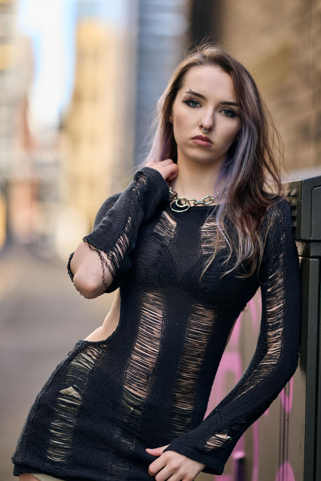 Jasmine Alt Goth Chunky Double O-Ring Necklace