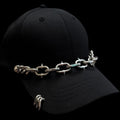 Live Wire Black Baseball Cap with Silver-Tone Chain Detail