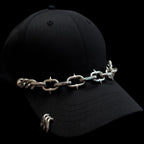 Live Wire Black Baseball Cap with Silver-Tone Chain Detail