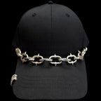 Live Wire Black Baseball Cap with Silver-Tone Chain Detail