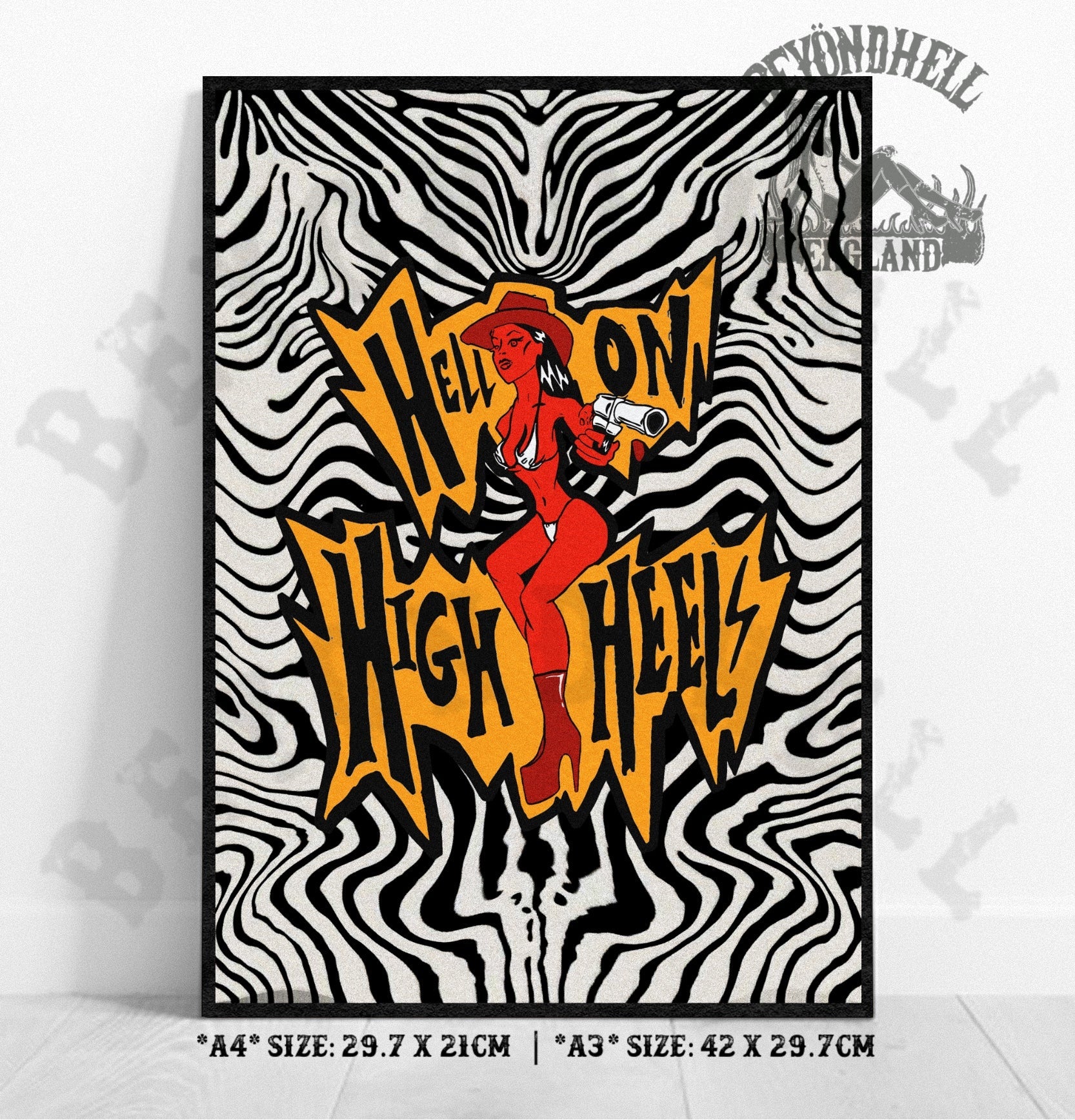Hell on High Heels Zebra Art Print