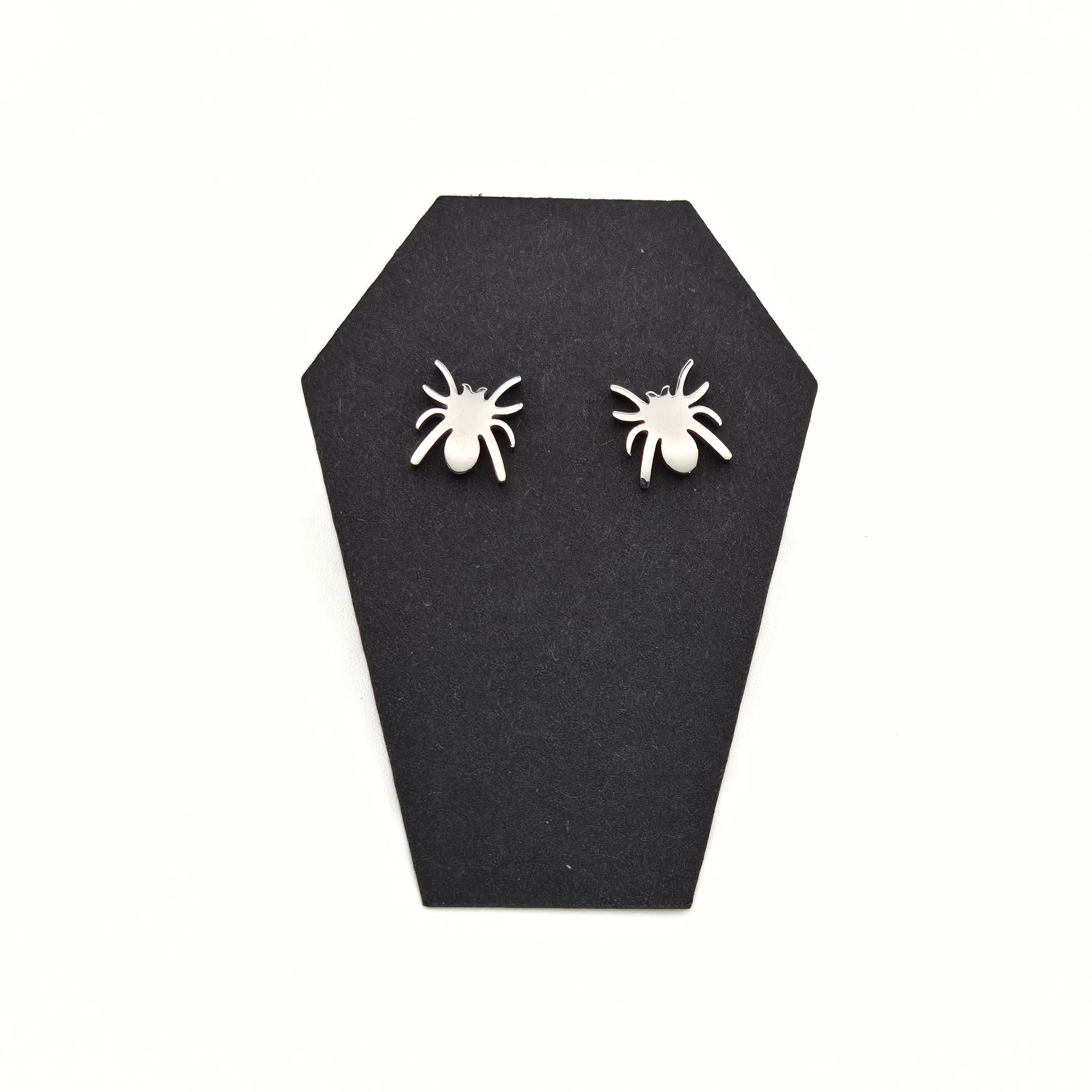 Dark Spinner Spider Stud Earrings
