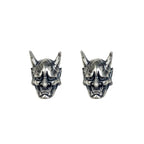 Sterling Silver Hannya Mask Stud Earrings