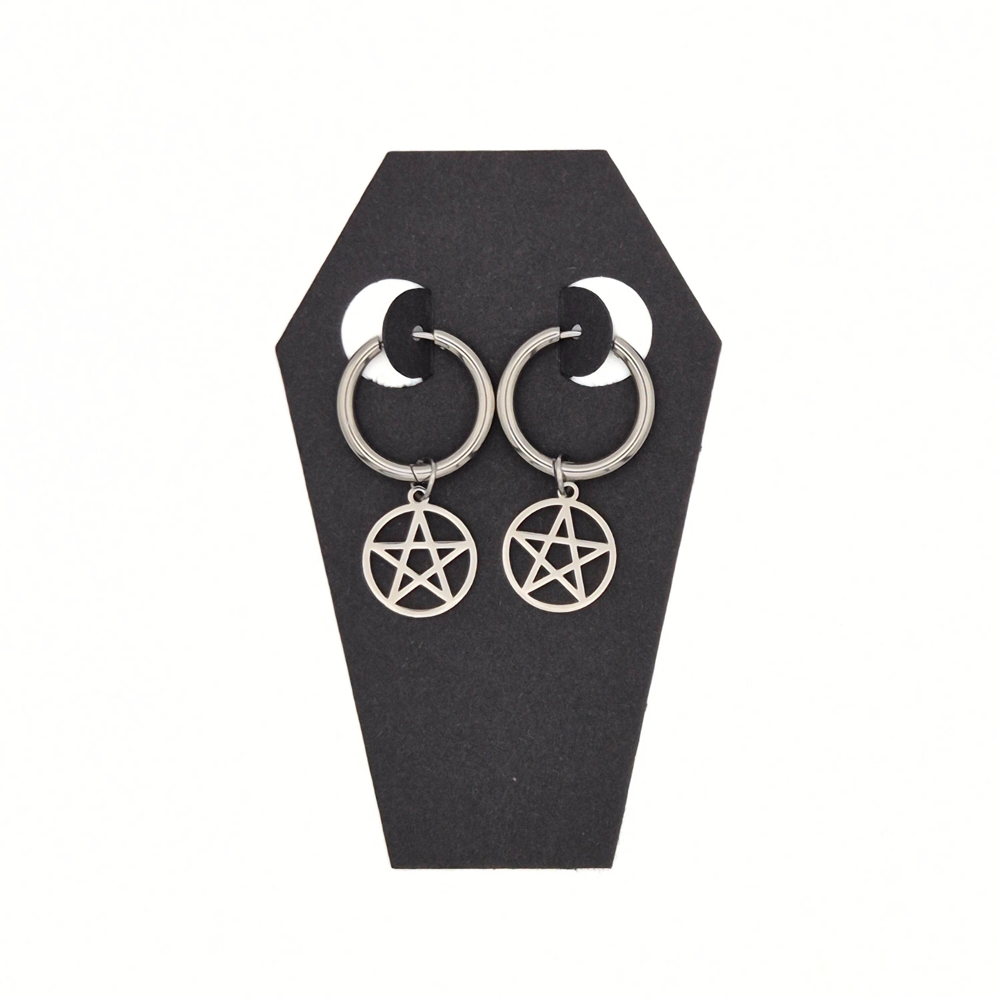 Sacred Circle Pentacle Hoop Earrings