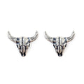 Sterling Silver Bull Skull Stud Earrings