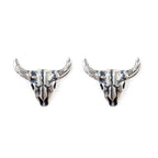 Sterling Silver Bull Skull Stud Earrings