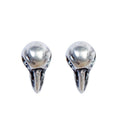 Sterling Silver Small Bird Skull Stud Earrings