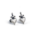 Sterling Silver Sacred Heart and Dagger Stud Earrings