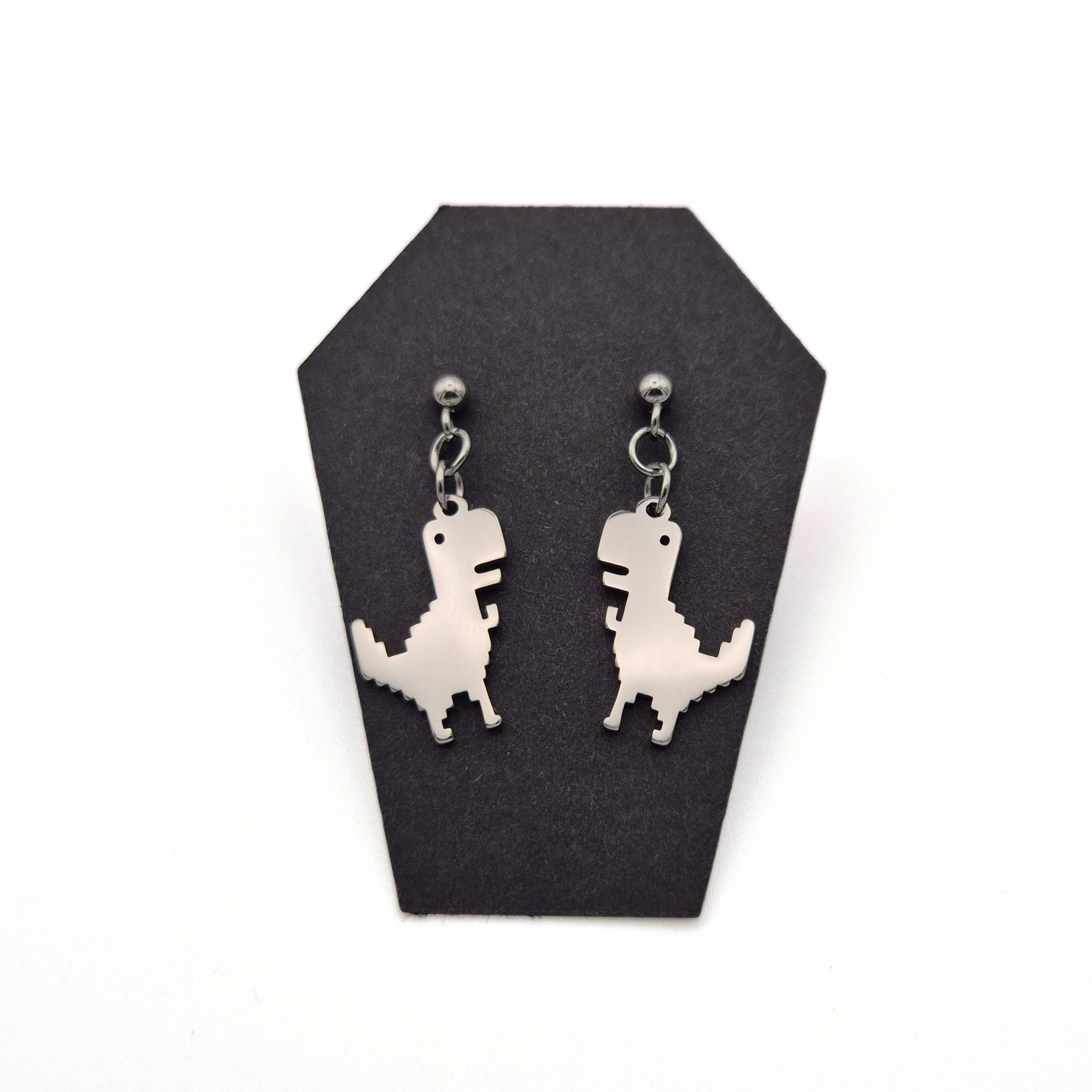 T-Rex Dinosaur Stud Earrings (Dangle)