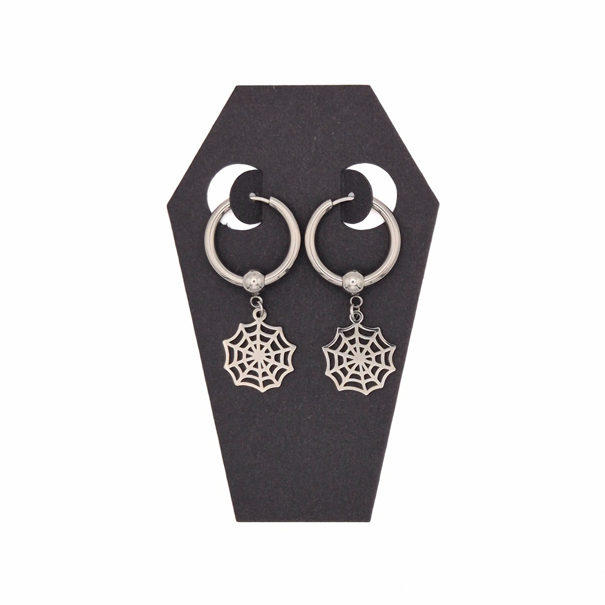 Stainless Steel Cobweb Hoop Earrings